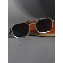 SPADEACES Unisex Full Rim Hexagonal Sunglasses SILVER BLACK HEXAGUN -34-picture-12