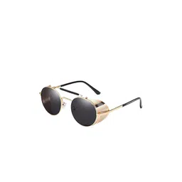 SPADEACES Unisex Full Rim Round Black Lens & Gold-Toned Round Sunglasses-picture-18