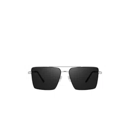 SPADEACES Unisex Full Rim Round Black Lens & Silver-Toned Aviator Sunglasses-picture-38