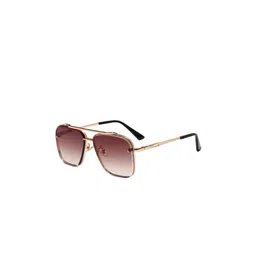 SPADEACES Unisex Full Rim Round Brown Lens & Gold-Toned Aviator Sunglasses-picture-36