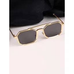 SPADEACES Unisex Grey Lens & Gold-Toned Aviator Sunglasses GOLD BLACK HEXAGUN -359-picture-38