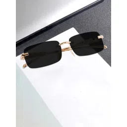SPADEACES Unisex Kids Black Lens & Gold-Toned Rectangle Sunglasses with-picture-15