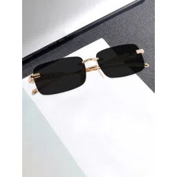 SPADEACES Unisex Kids Black Lens & Gold-Toned Rectangle Sunglasses with-picture-23