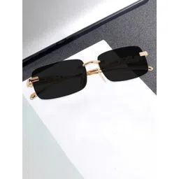 SPADEACES Unisex Kids Black Lens & Gold-Toned Rectangle Sunglasses with-picture-13