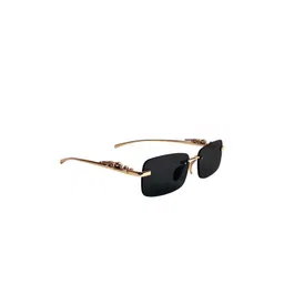SPADEACES Unisex Kids Black Lens & Gold-Toned Rectangle Sunglasses with image 4