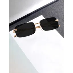 SPADEACES Unisex Kids Black Lens & Gold-Toned Rectangle Sunglasses with UV Protected Lens-picture-26