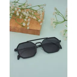 SPADEACES Unisex Octagon Sunglasses with UV Protected Lens FULL BLACK HEXAGUN- 614-picture-30