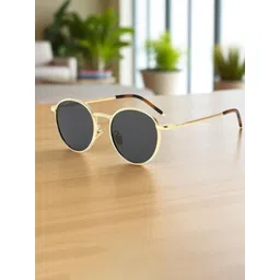 SPADEACES Unisex Round Sunglasses With UV Protected Lens GOLD BLACK PENTO-picture-15