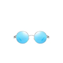 SPADEACES Unisex Round Sunglasses with UV Protected Lens STEAMPUNK SILVER BLUE ROUND-picture-14