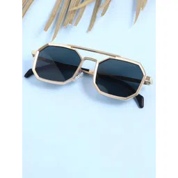 SPADEACES Unisex Square with UV Protected Lens Sunglasses GOLD BLACK POLYGON -214-picture-26