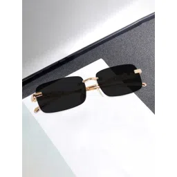 SPADEACES WomenRectangle Sunglasses with UV Protected Lens kARAN GOLD BLACK -23-picture-39