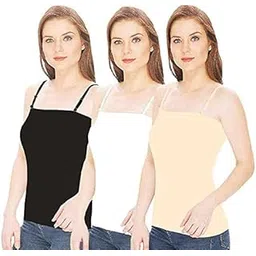 Spaghetti Top Vest Top Camisole Tank Top Slip Sando Inner Wear Camis with Adjustable and Detachable Strap (Free 1 Pair Transparent Strap) Pack of 3-picture-42