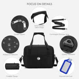 spaher Travel Bag 40 x 30 x 20 Wizzair Vueling Folding Hand Luggage Cabin Waterproof Sports Bag Man Bags Maternity Hospital Bag Luggage Weekend Women 25L, B494- Black+grey-upgraded Model-2pcs image 3