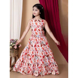 SPAMitude Girls Abstract Printed Shoulder Straps Fit and Flare Maxi Dress-picture-16