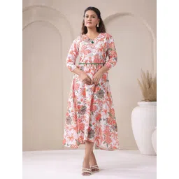 Span Ethnic Motifs Printed Bishop Sleeve Fit & Flare Midi Dress-picture-38