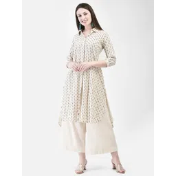 Span Floral Printed Cotton Shirt Collar A-Line Kurta-picture-27