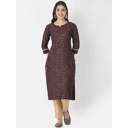 Span Floral Printed Notched Neck Pure Cotton Kurta-picture-21