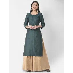 Span Green Embroidered Straight Kurta-picture-39
