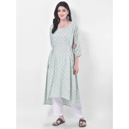 Span Grey & Green Cotton Printed A Line Kurta-picture-43