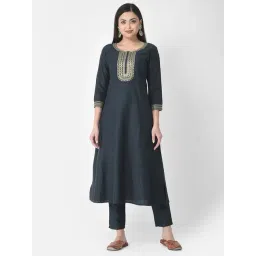 Span Oxford Blue Printed A Line Kurta-picture-11