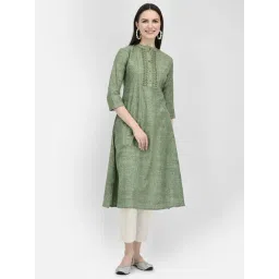 Span Sage Green Printed A Line Kurta-picture-20