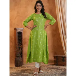 Span Women Ethnic Motifs Print Regular Pure Cotton Kurta with Trousers-picture-26