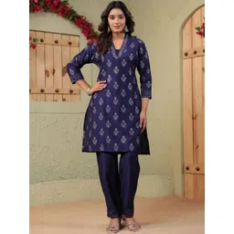 Span Women Ethnic Motifs Printed Regular Kurta with Trousers-picture-33