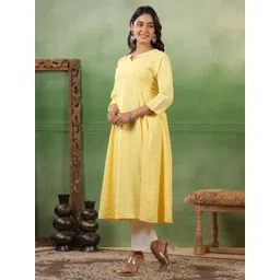 Span Women Ethnic Motifs Printed Regular Pure Cotton Kurta with Trousers-picture-11