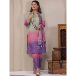 Span Women Ethnic Motifs Printed Regular Pure Cotton Kurta with Trousers & With Dupatta-picture-14