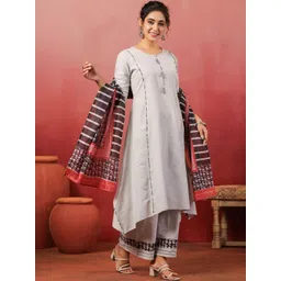 Span Women Ethnic Motifs Regular Thread Work Pure Cotton Kurta with Trousers & With Dupatta-picture-30