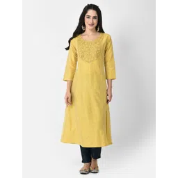 Span Women Floral Embroidered Thread Work A-Line Kurta-picture-17
