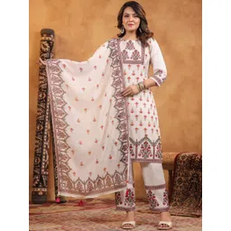 Span Women Floral Printed Cotton Kurta with Trouser & Dupatta-picture-25