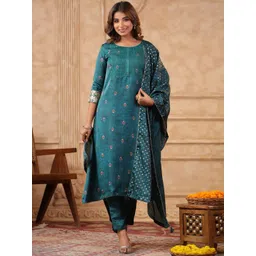 Span Women Floral Printed Regular Kurta with Trousers & With Dupatta-picture-38