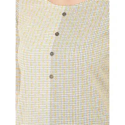 Span Women Yellow & Grey Checked Kurta image 2