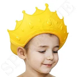spareque Baby bath Shower Cap,Bath Visor hat for Eye and Ear wash Protection,Adjustable Silicone Bathing Crown Waterproof Shampoo hat for Washing Hair, Shower Bathing Protection Bath Cap for Toddler, Baby, Kids, Children(MULTI COLOUR)-picture-38