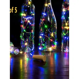 SPARK WORLD Blue & Red 5 Pcs Rice Shaped Cork Fairy String Lights-image-13