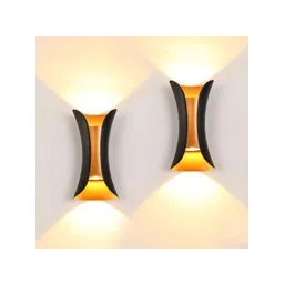 SPARK WORLD Yellow & Black 2 Pieces Textured Metal Contemporary Spherical Shaped Wall Lamp-picture-13