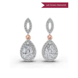 Sparkles 14K (585) Rose Gold Lab Grown Diamond 1.39 Ct Pear Elegant Diamond Earrings-picture-18