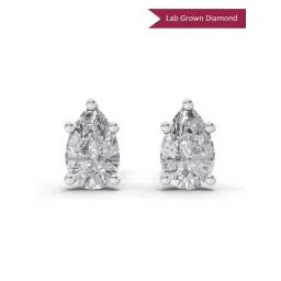 Sparkles 14k (585) White Gold Lab Grown Diamond 0.6 CT Pear Diamond Earrings-picture-20