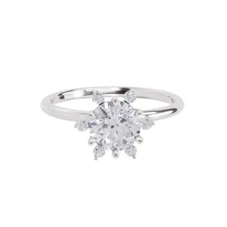 Sparkles 14KT Gold 1.08 Ct Lab Grown Round Shape Blossom Halo Diamond Ring - 2.29 g-picture-33