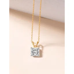 Sparkles 14Kt Gold Princess Solitaire Pendant with 1 Carat Lab Grown Diamond - 0.8 g-picture-31