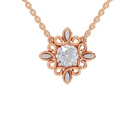 Sparkles 14KT Rose Gold 0.84 Ct Lab Grown Shape Halo Diamond Necklace- 2.21g-picture-39