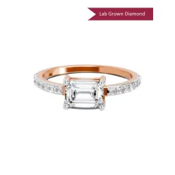 Sparkles Rose Gold Lab Grown 15 Diamond 14KT 1.18ct Rectangle Ring For Women-picture-23