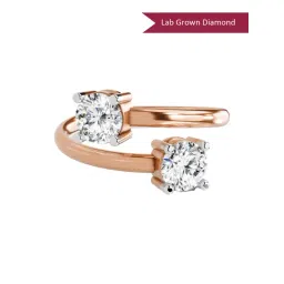 Sparkles Rose Gold Lab Grown 2 Diamond 14KT 1ct Open Ring For Women-picture-33