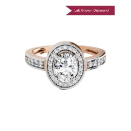 Sparkles Rose Gold Lab Grown 33 Diamond 14KT 1.1ct Oval Ring For Women-picture-35
