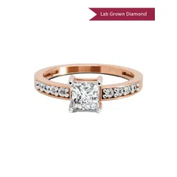 Sparkles Rose Gold Lab Grown 9 Diamond 14KT 0.94ct Square Ring For Women-picture-22