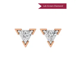 Sparkles Rose Gold Lab Grown Diamond 14KT 1.05ct 3 Stone Triangle Earring For Women-picture-28