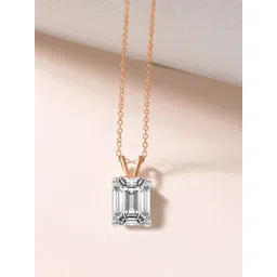 Sparkles Women 14Kt Gold Emerald Solitaire Pendant With 1 Carat Lab Grown Diamond - 0.9 g-picture-32