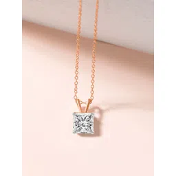 Sparkles Women 14Kt Gold Prong Princess Pendant With 1 Carat Lab Grown Diamond - 0.8g-picture-37