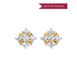 Sparkles Yellow Gold Lab Grown Diamond 14KT 0.98ct 5 Stone Earring For Women-picture-40
